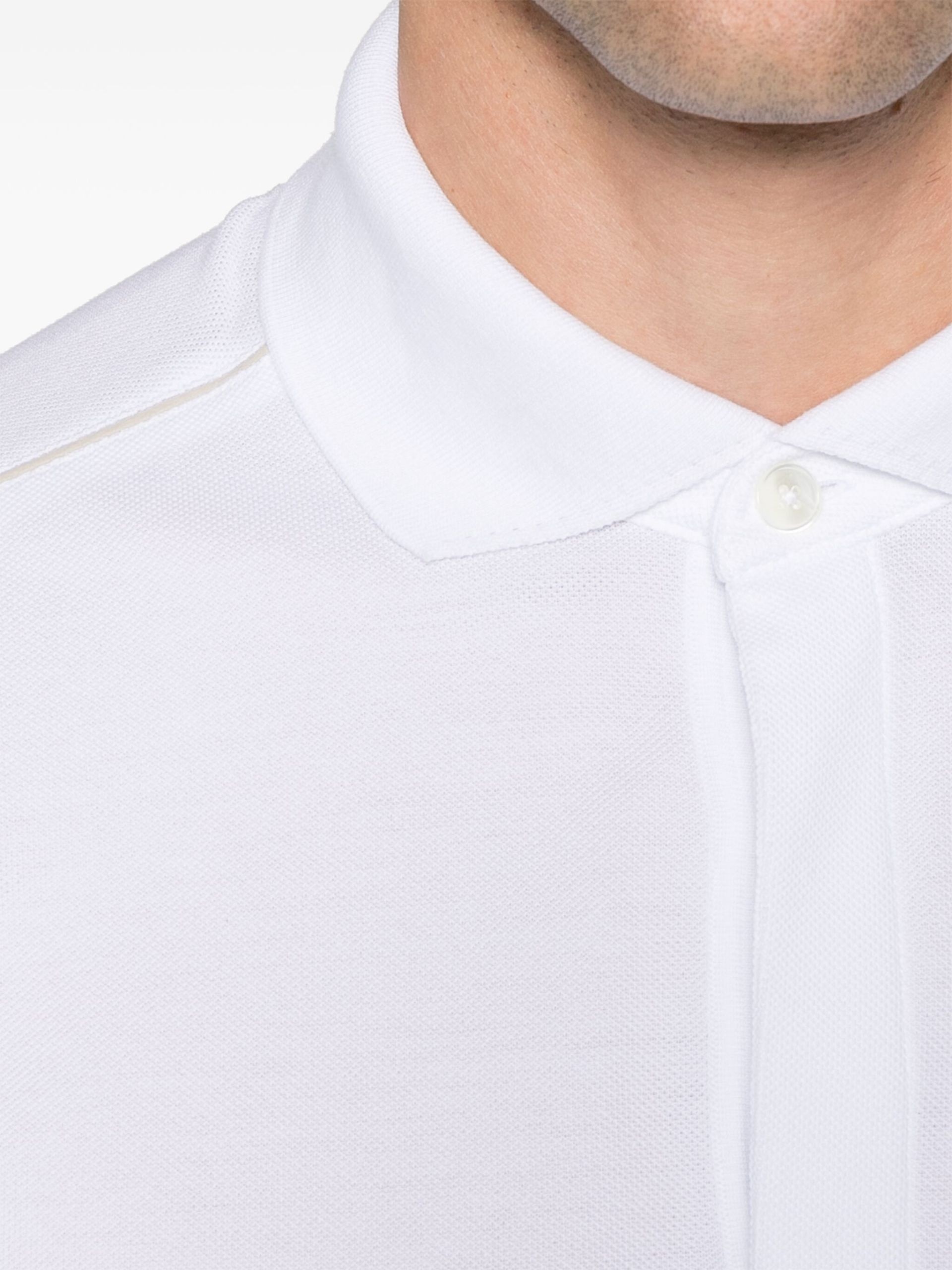 white Contrast-Trim Cotton Polo Shirt - 5