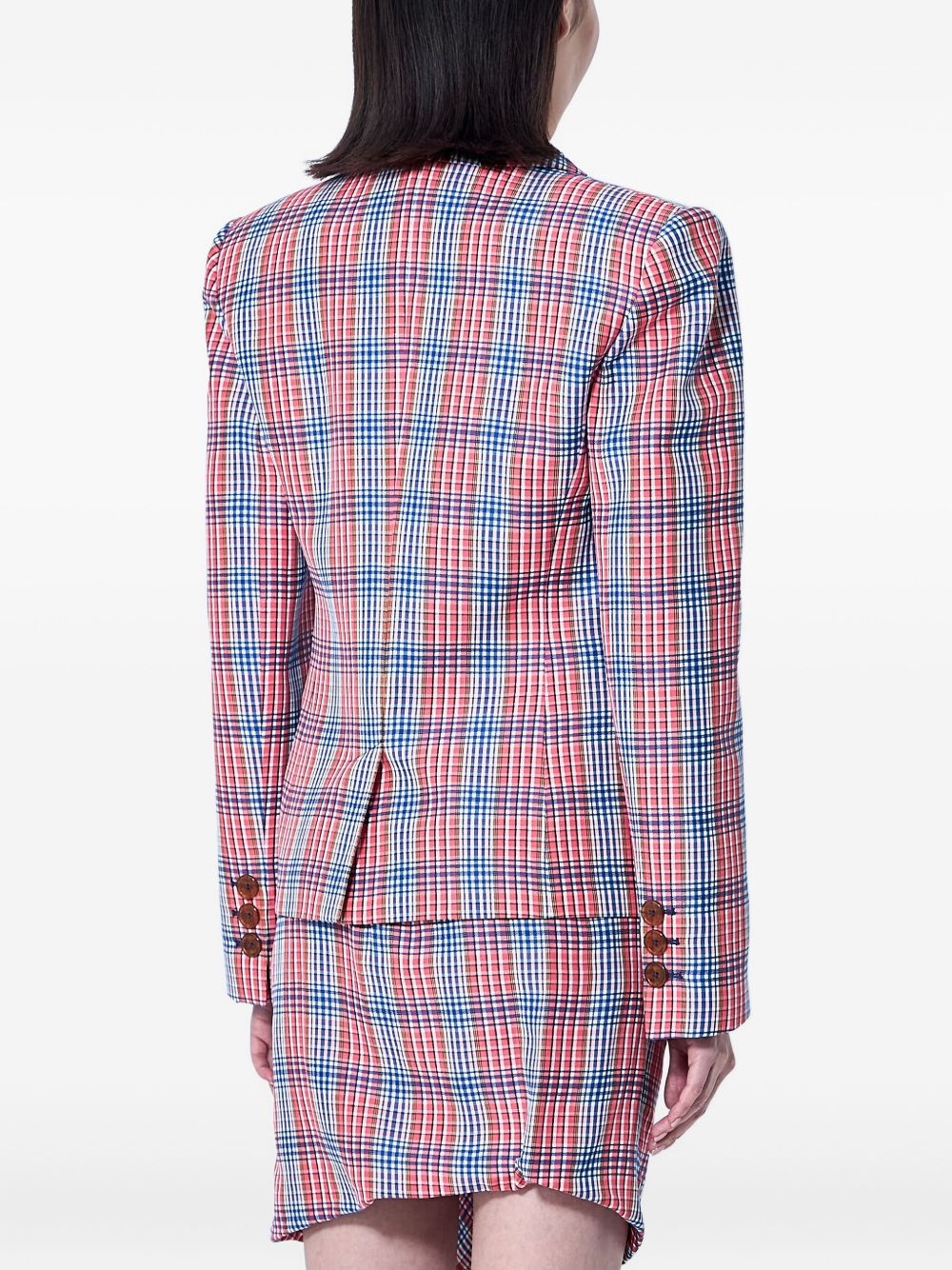 check-pattern double-breasted blazer - 4