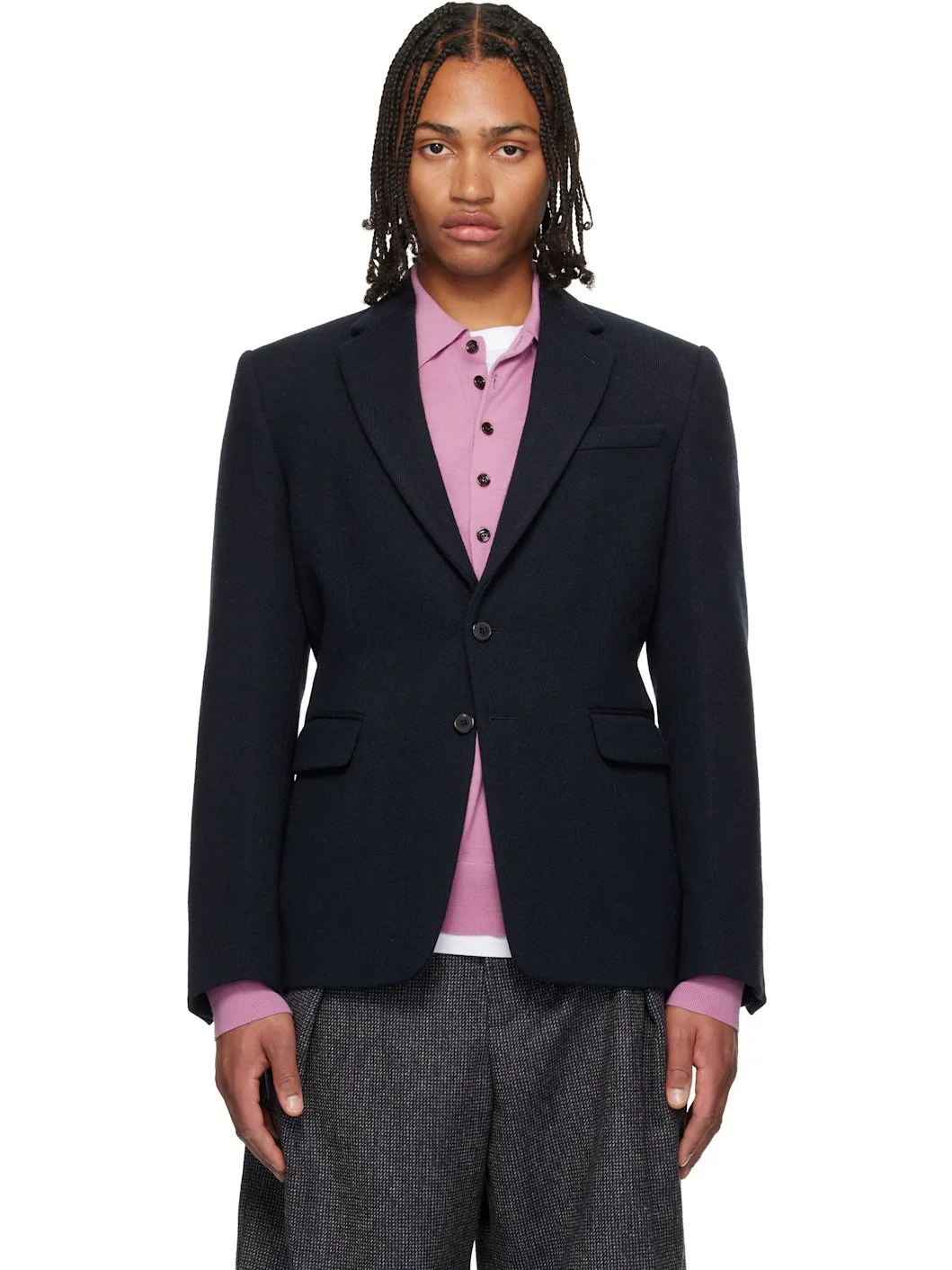Navy Wool Blazer - 1