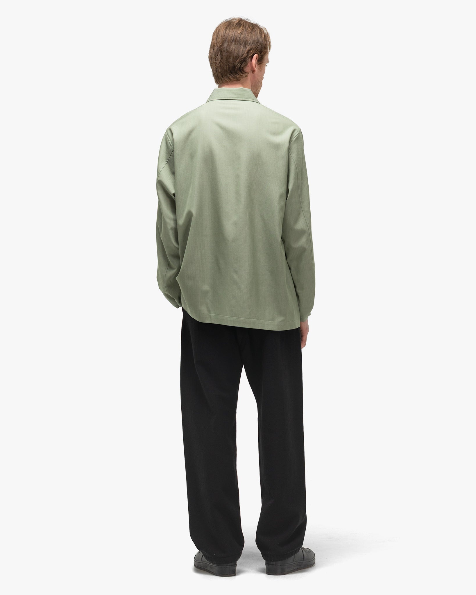 AURALEE Wool Herringbone Over Shirt Olive | havenshop