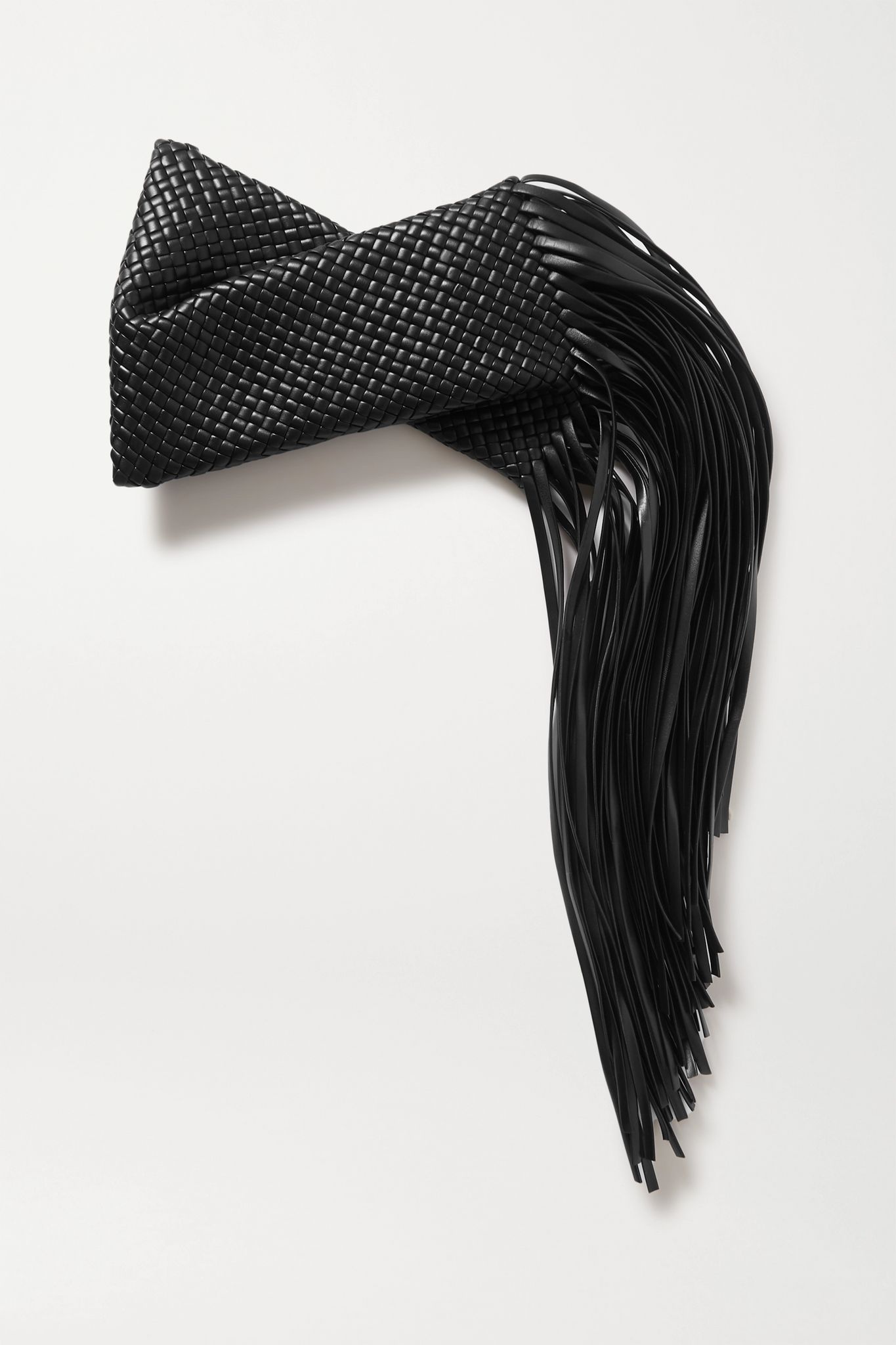 Fringe twisted intrecciato leather clutch - 3