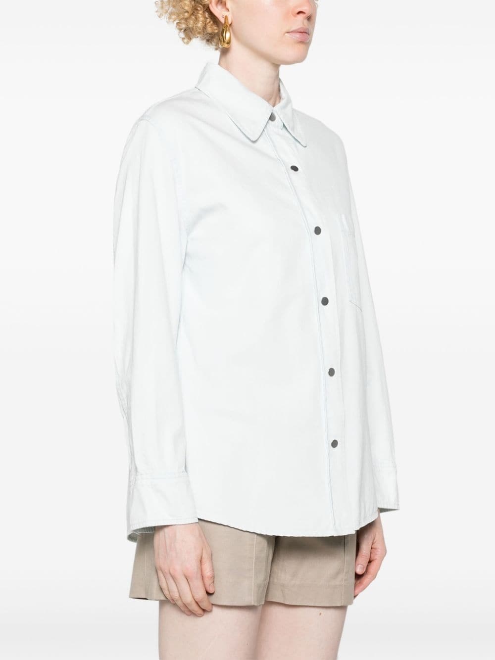 classic-collar denim shirt - 3