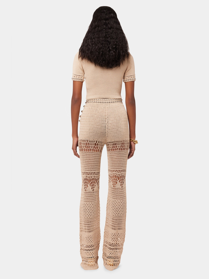 CROCHET FLARE PANT WITH PEARLS ON BELT 3