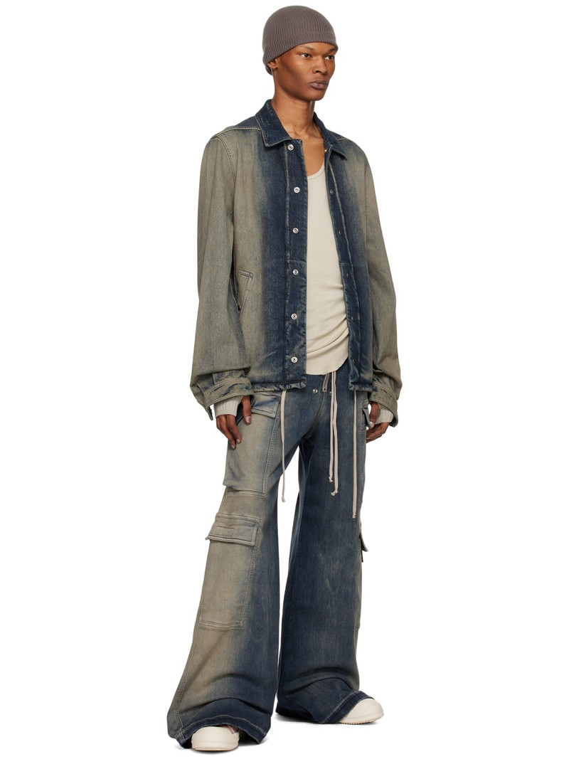 Rick Owens DRKSHDW Gray & Off-White Press-Stud Denim Jacket outlook