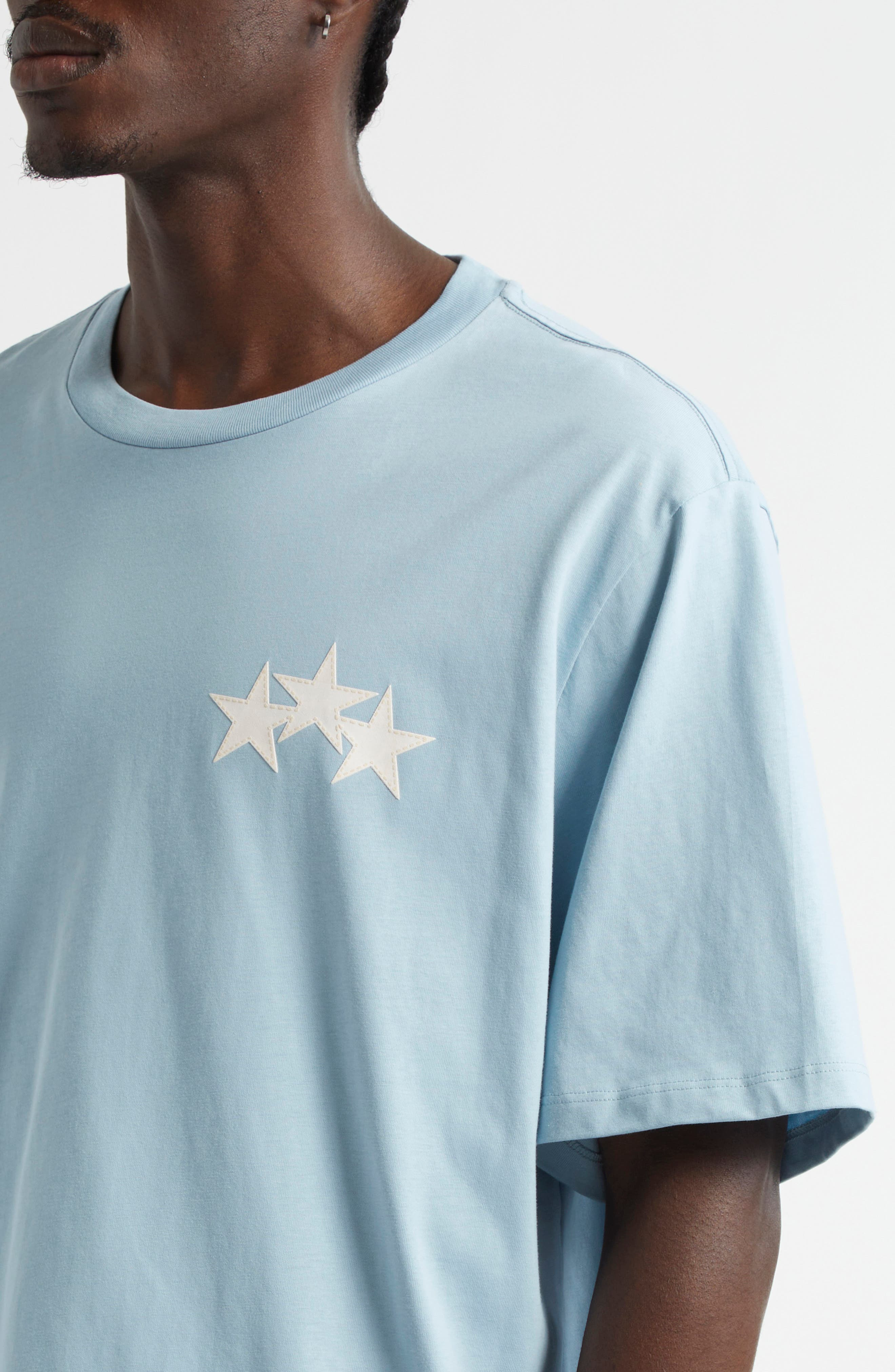 AMIRI 3-Star Appliqué Cotton T-Shirt in Ocean Sky at Nordstrom - 4