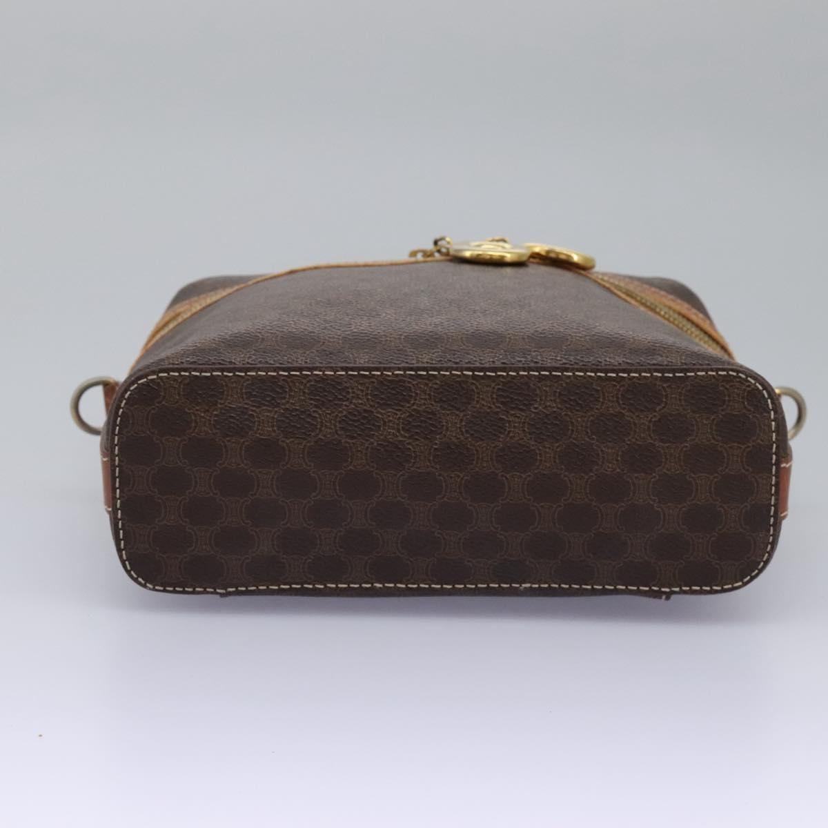CELINE Macadam Canvas Vanity Hand Bag Pvc Leather Brown - 8