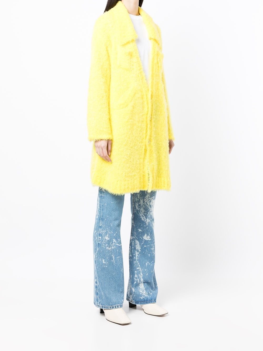 brushed knitted coat - 3