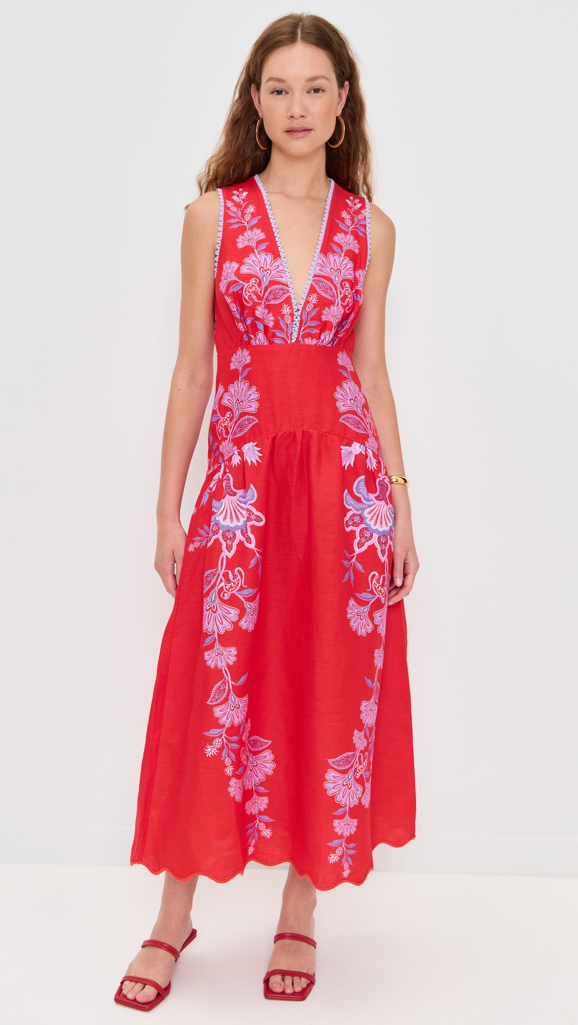 Porcelain Garden Red Midi Dres - 6