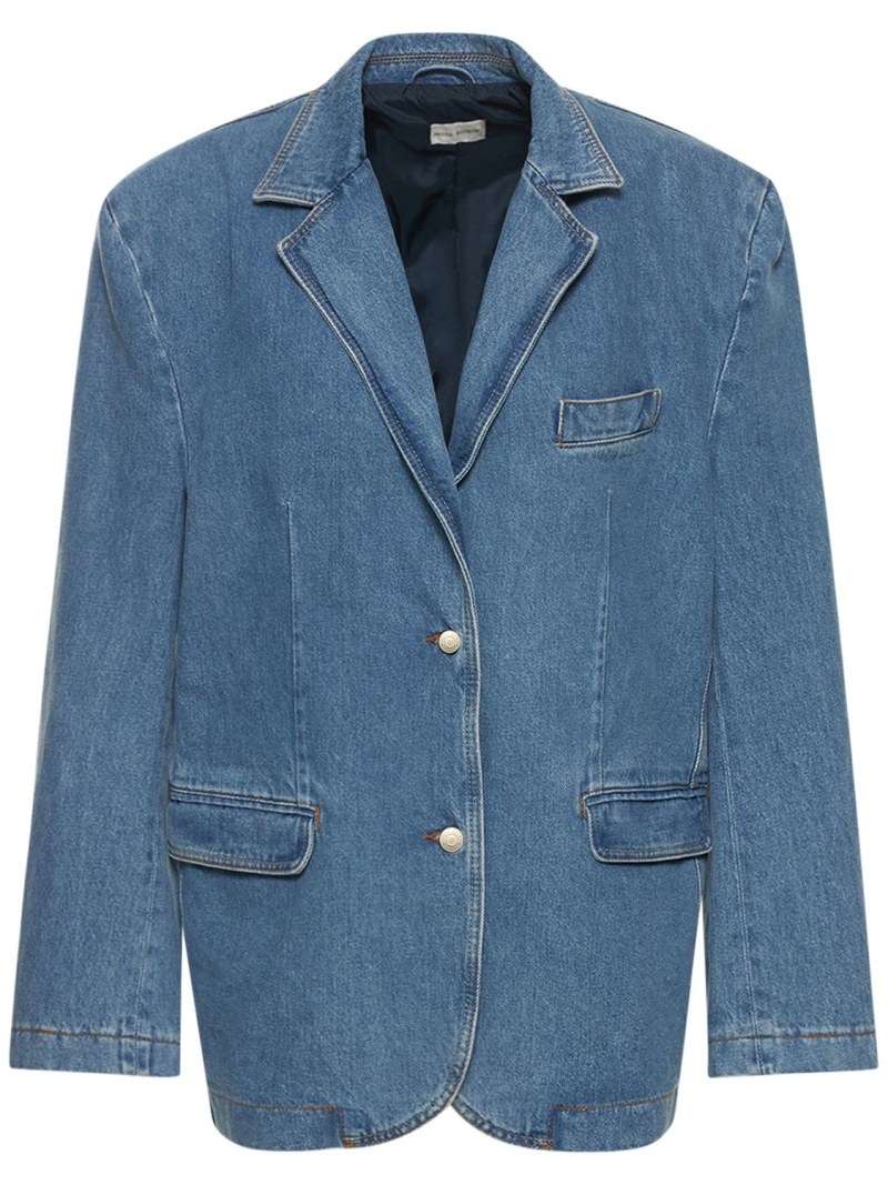 Denim oversized single breasted blazer - 1