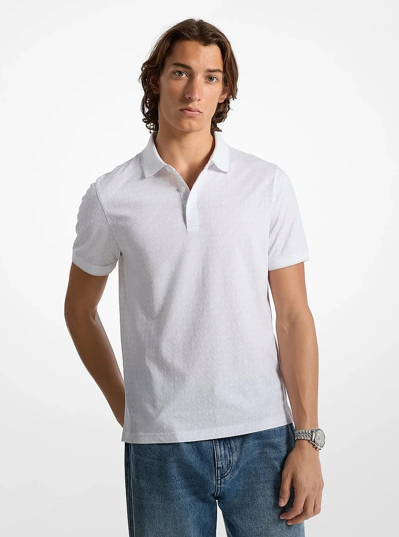 Greenwich Signature Logo Print Cotton Polo Shirt - 1