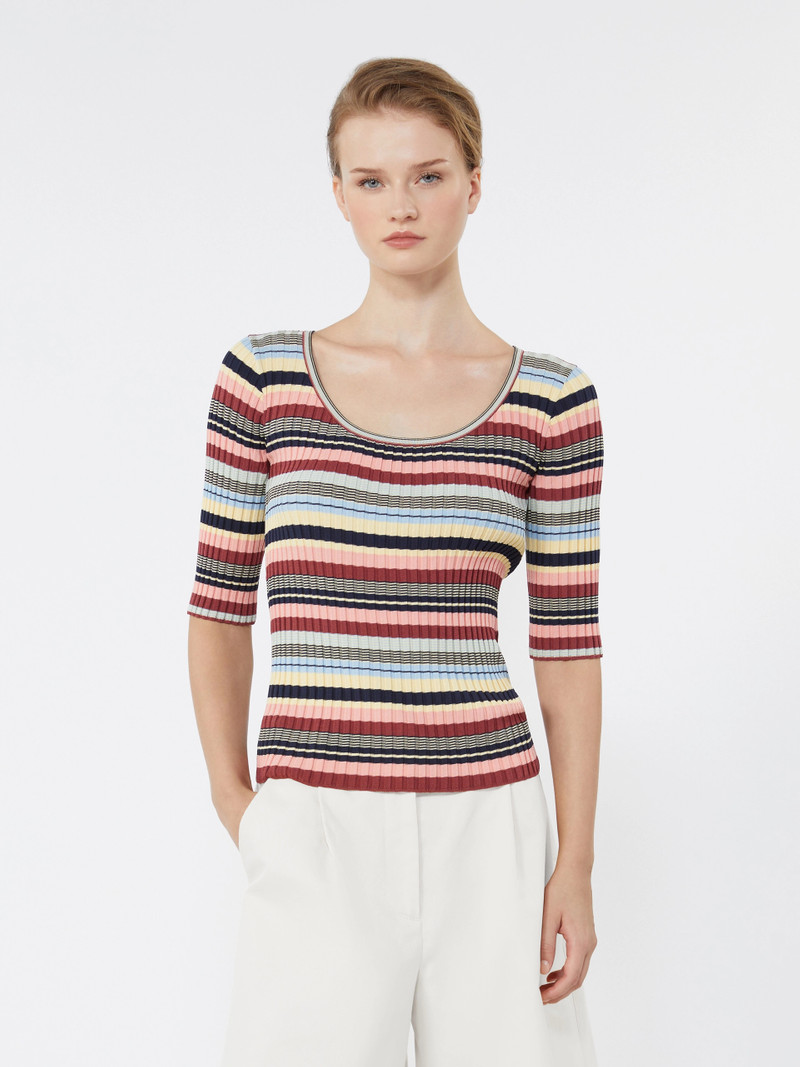 GUGLIA Stretch viscose yarn ribbed jumper - MULTICOLOUR 3