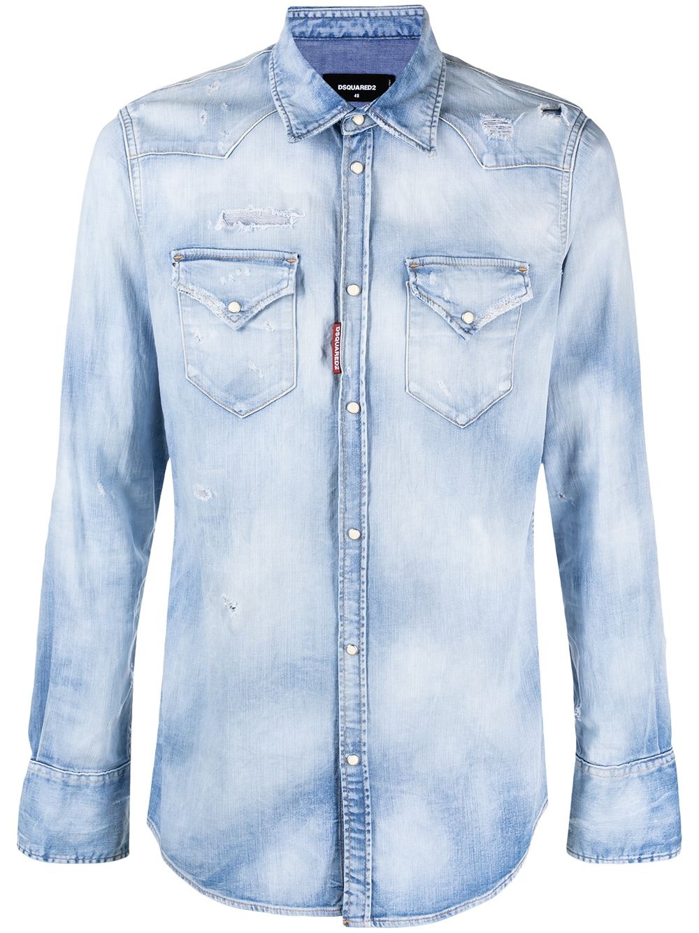 distressed press-stud denim shirt - 1