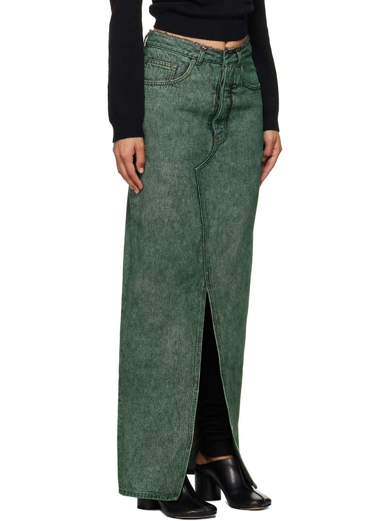 MM6 Maison Margiela Green Long Denim Maxi Skirt outlook