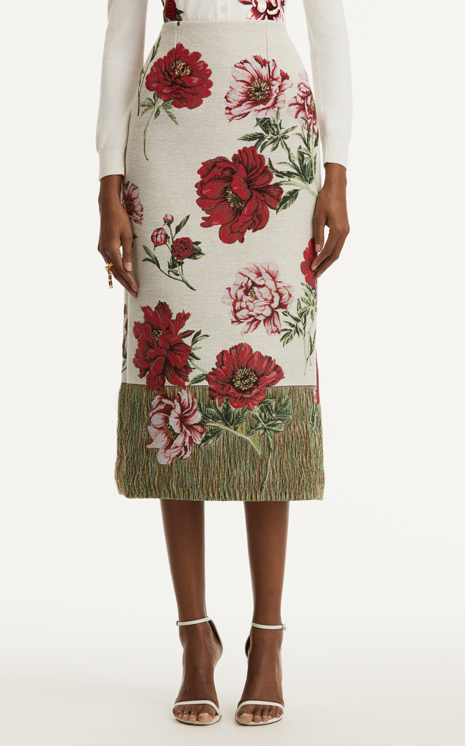 Cotton-Blend Jacquard Midi Skirt multi - 3