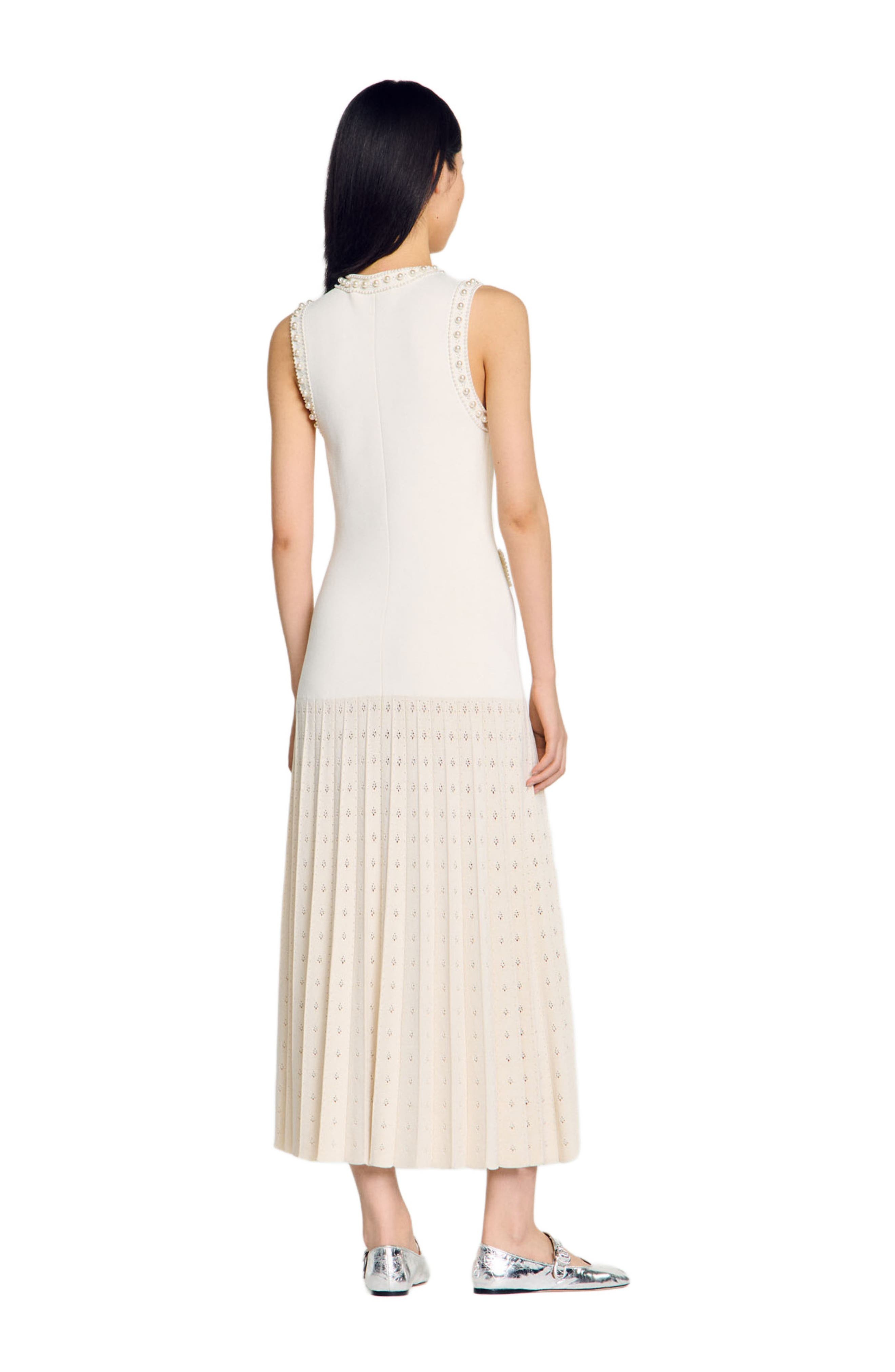 SANDRO Pearl bead knit maxi dress in Ecru at Nordstrom - 2
