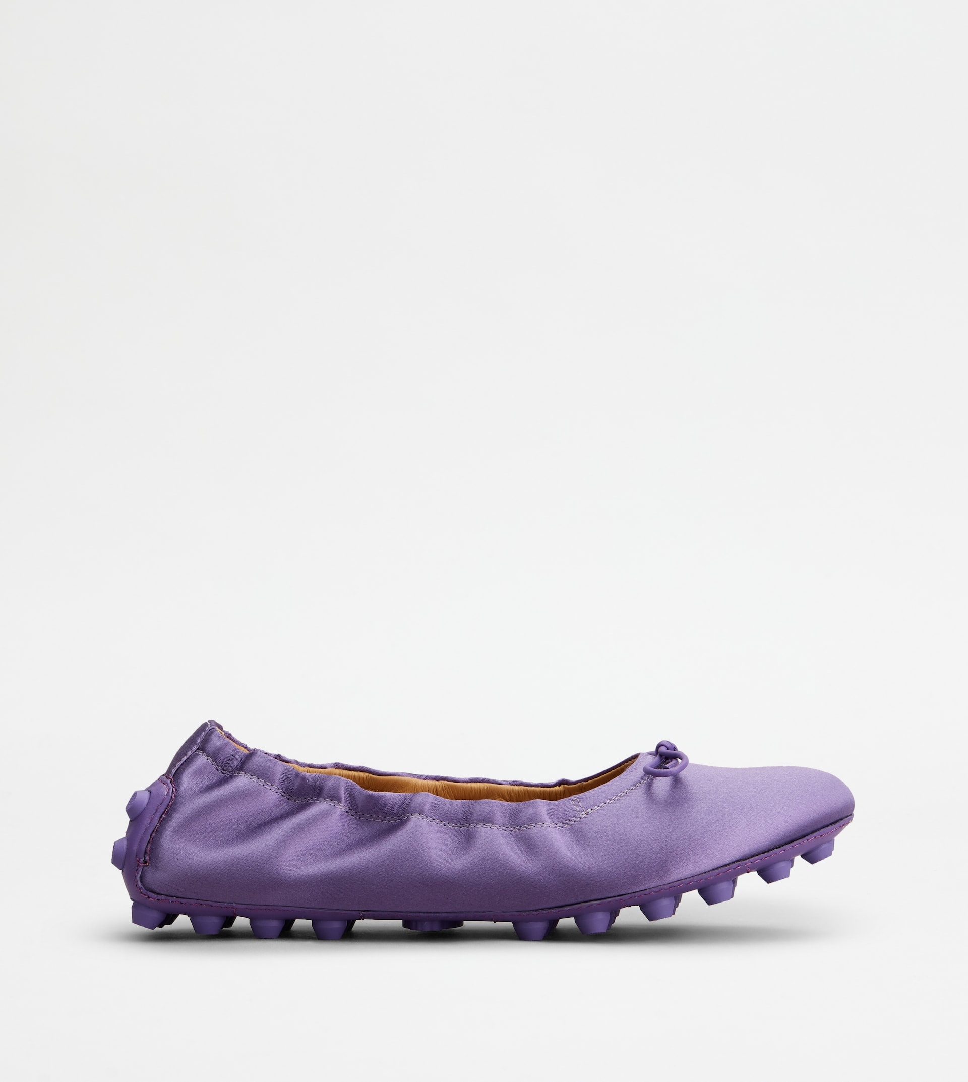 Tod's BUBBLE BALLERINAS IN SATIN AND LEATHER - VIOLET | REVERSIBLE