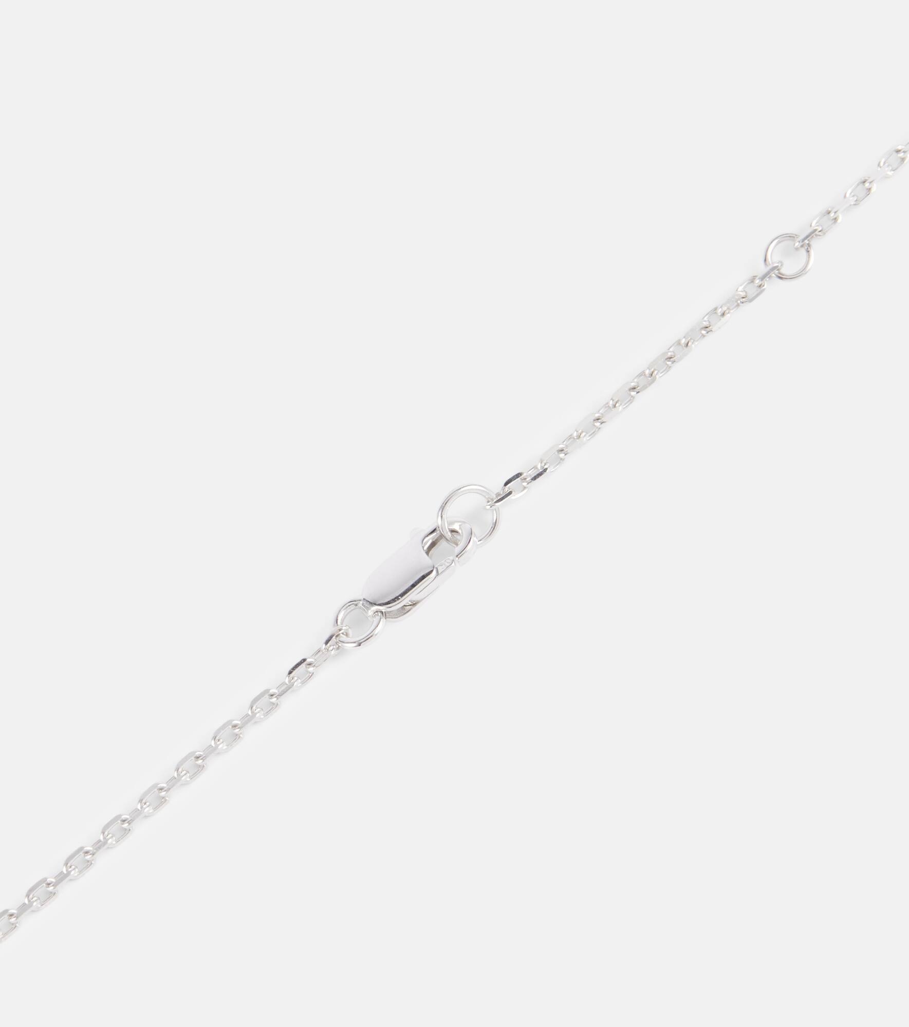 White gold emerald necklace with pavé diamonds - 4