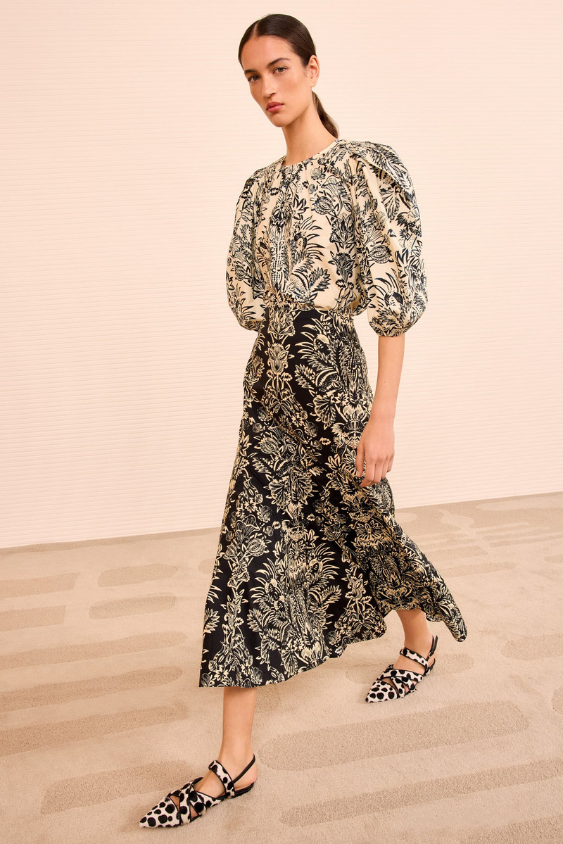 ULLA JOHNSON Clarisse Trumpet Midi Skirt outlook