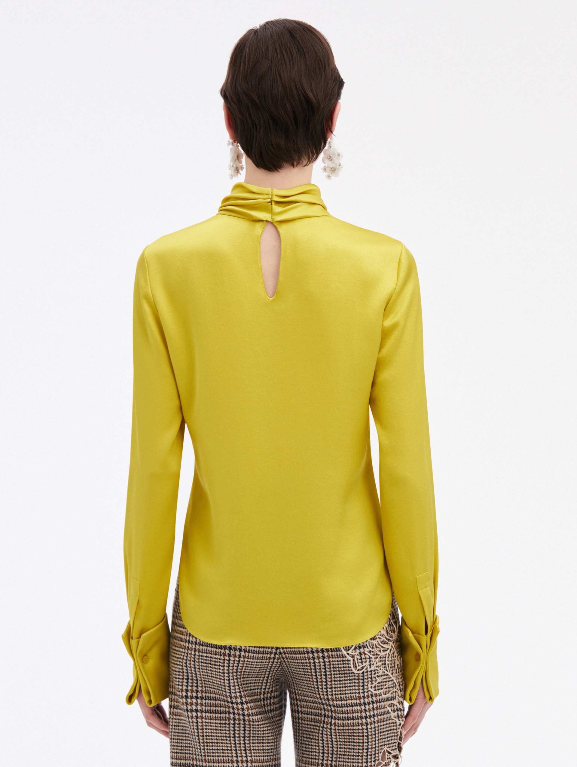 MOCK NECK SATIN BLOUSE - 3