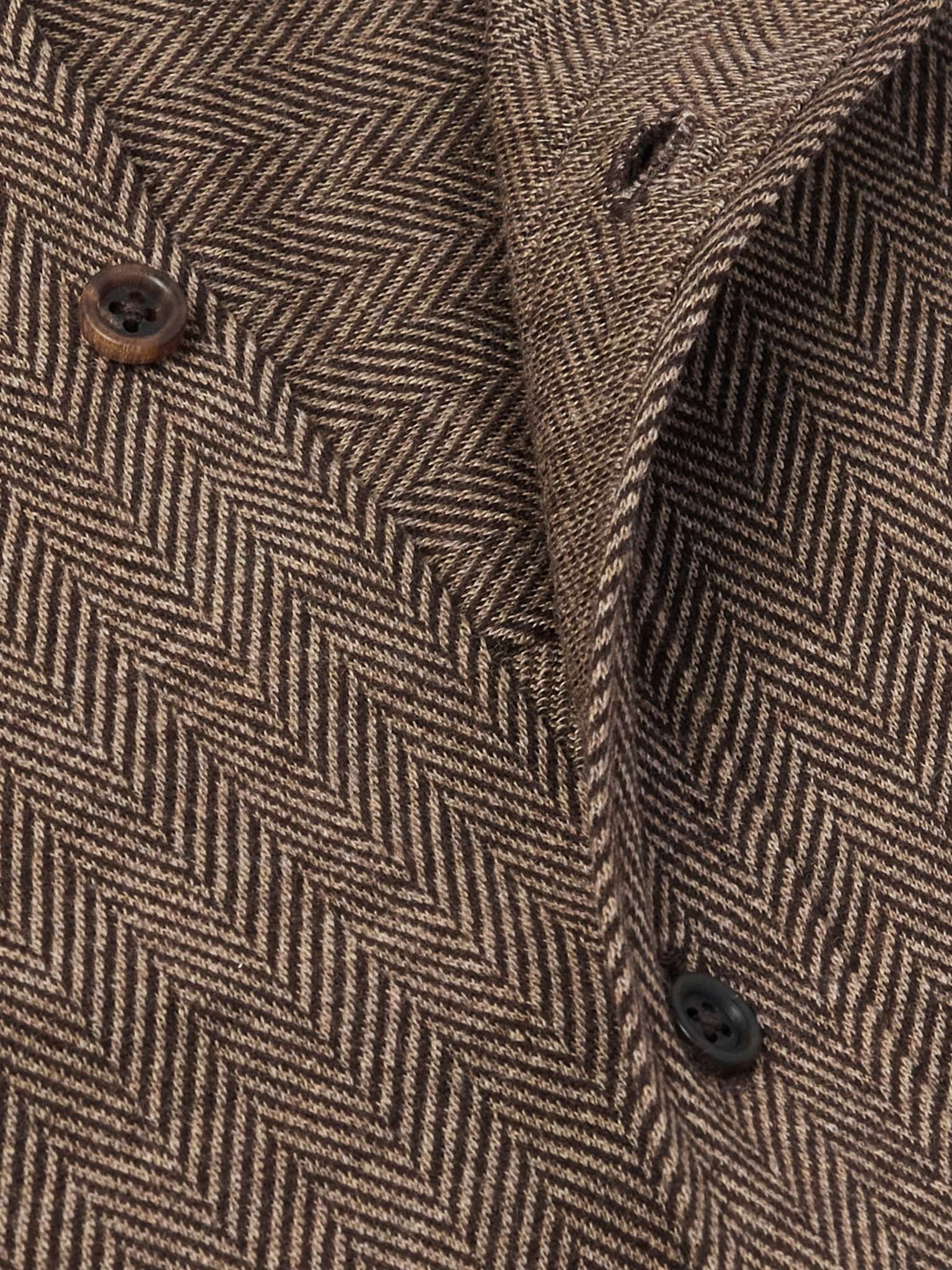 Cut-Away Collar Herringbone Wool and Cotton-Blend Shirt - 4