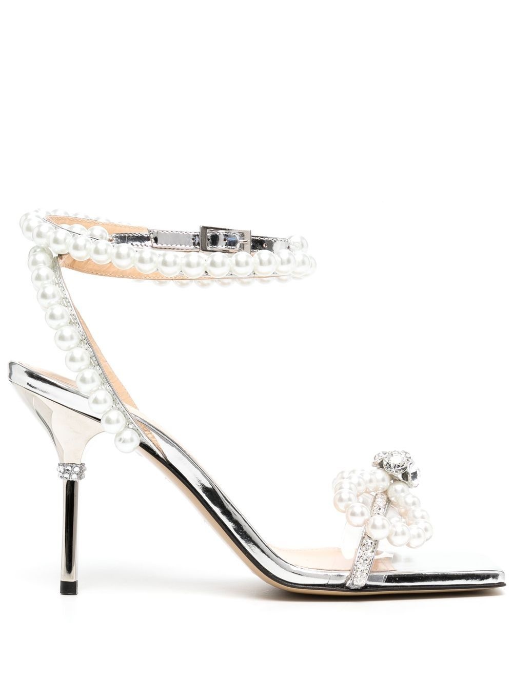 100mm pearl-embellished leather sandals - 1