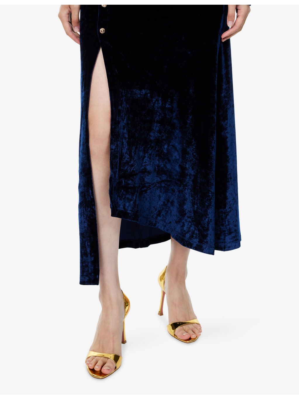 Velvet High-Neck Stretch-Woven Midi Dress - 6