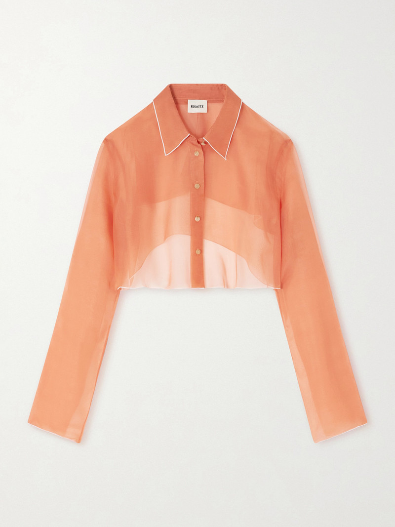 Fritz Cropped Layered Silk-organza Shirt 1