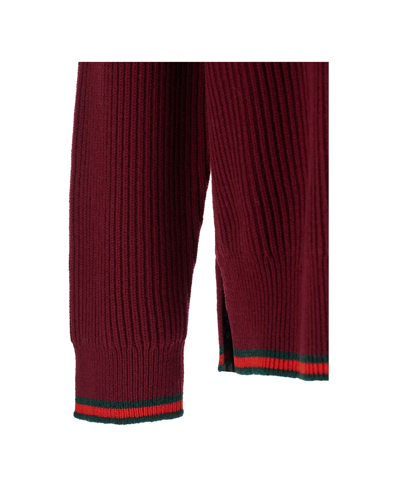 Red Crewneck Sweater With Web Detail In Ribbed Wool Blend Man - 3