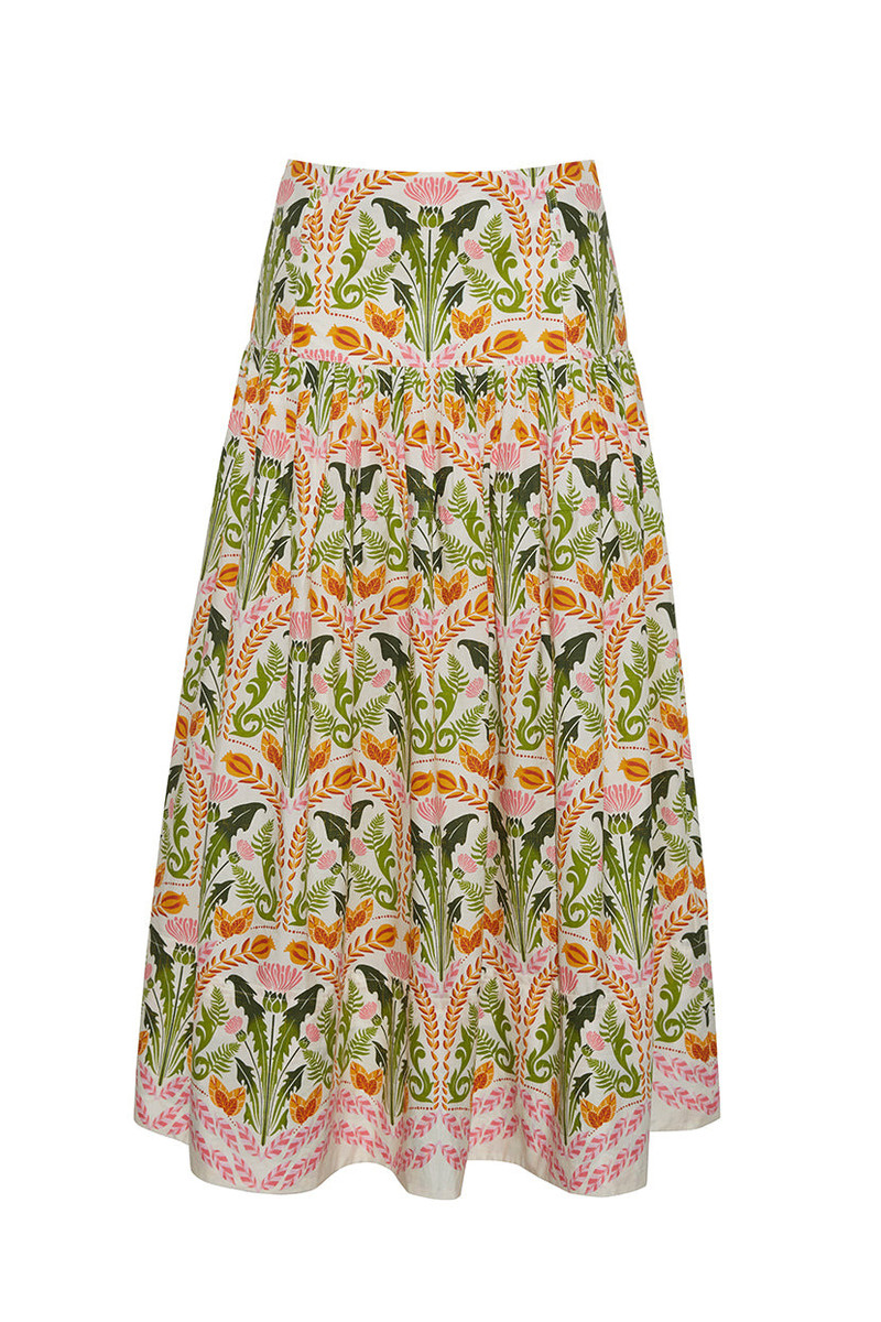 Jiya Skirt A Soft Sweep of Tiers, Cinched with a Sash 1