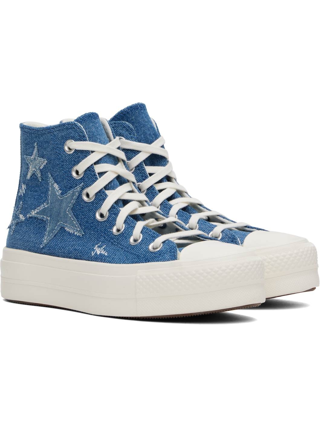 Blue Chuck Taylor All Star Lift Platform Denim High Top Sneakers - 4