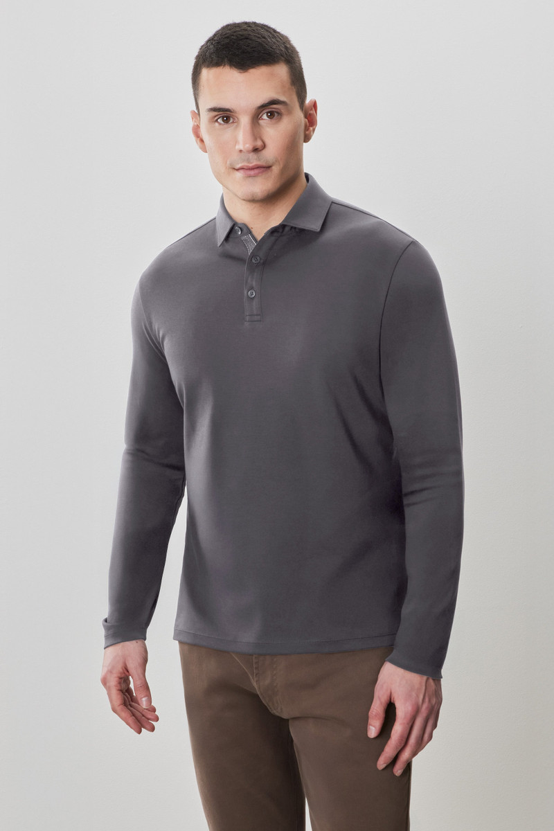 The Barakett Long Sleeve Herringbone Polo 1