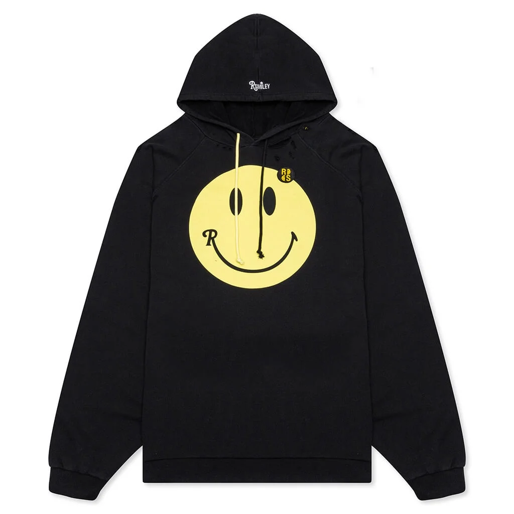 RAF SIMONS X SMILEY SMILEY PRINT 50TH ANNIVERSARY HOODIE - BLACK - 1