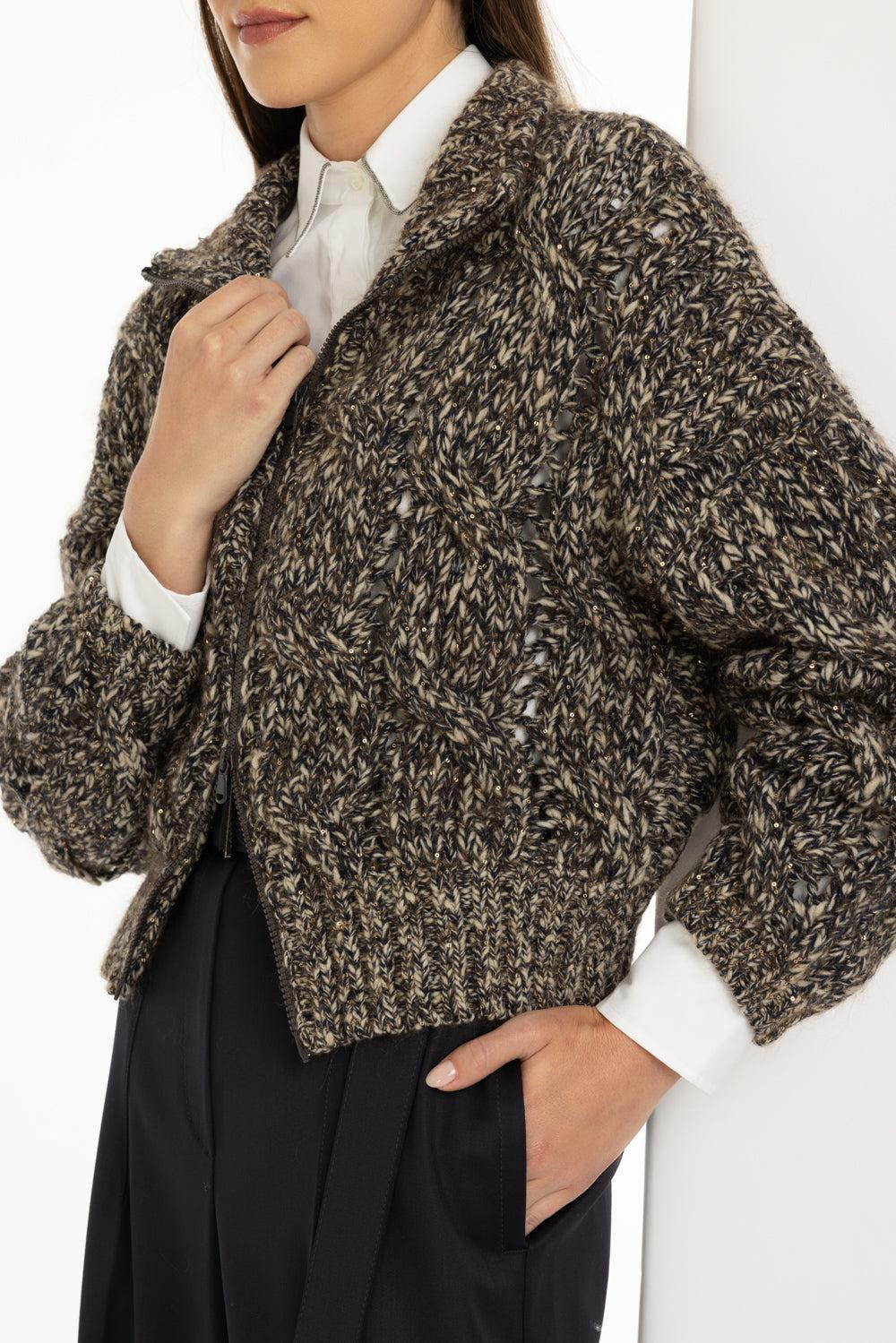 Dazzling Cable Knit Zip Cardigan - 3