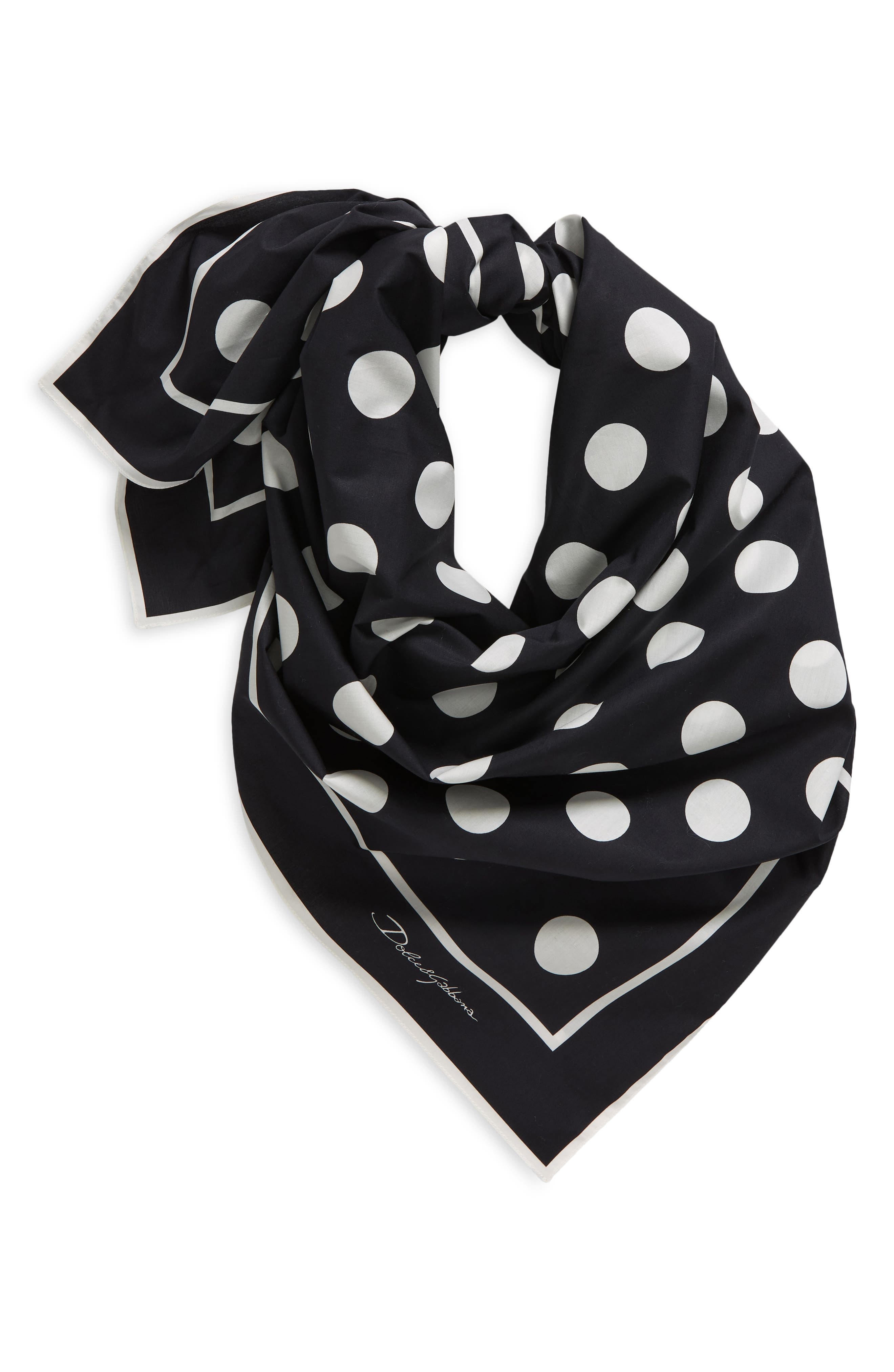 Polka Dot Square Cotton Scarf - 3