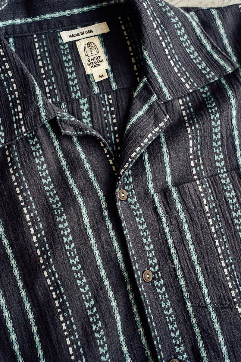The Wrench Gauze Dobby Stripe Shirt - Charcoal 4
