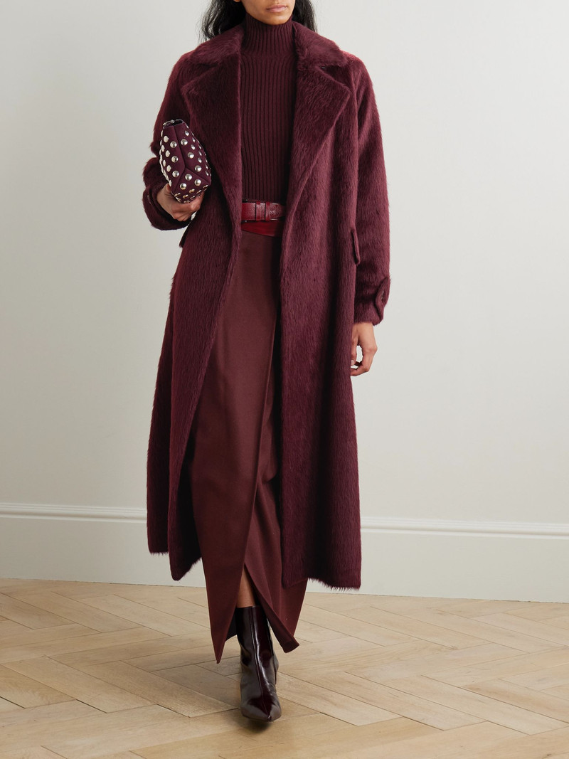 Max Mara Albata belted alpaca and wool-blend coat Crimson outlook