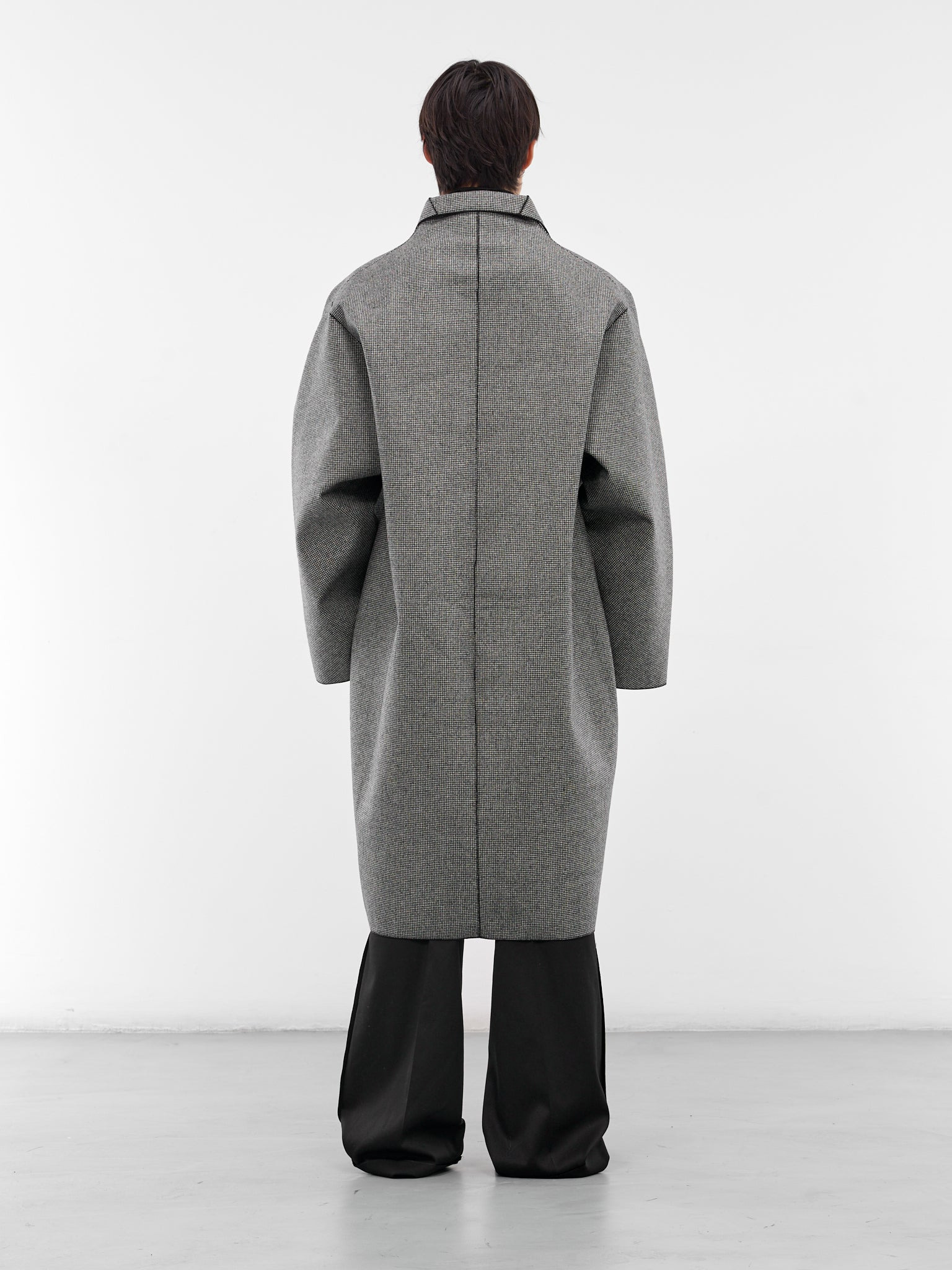 Houndstooth Wool Oversized Coat - 3