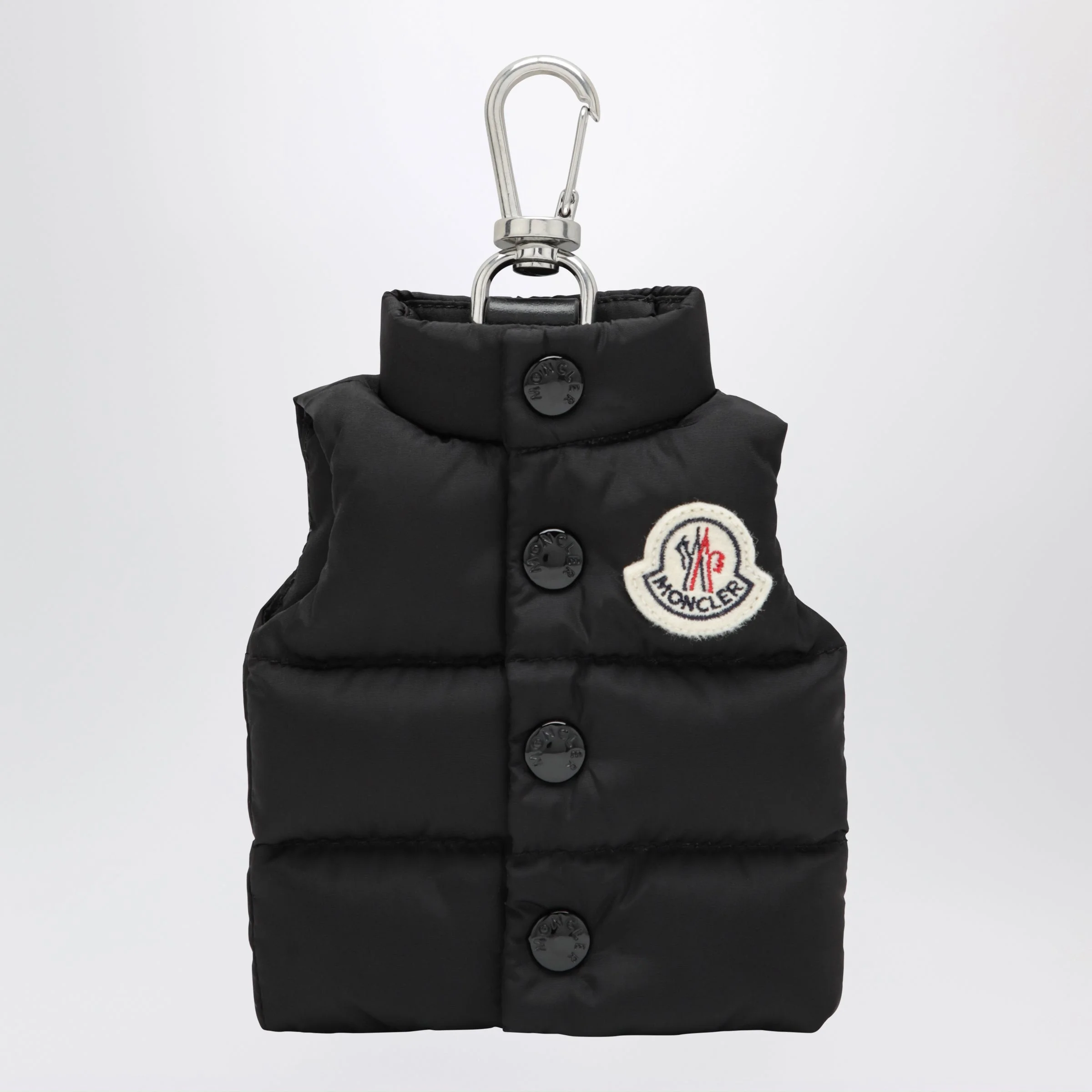 Black down jacket-shaped keyring in nylon - 1