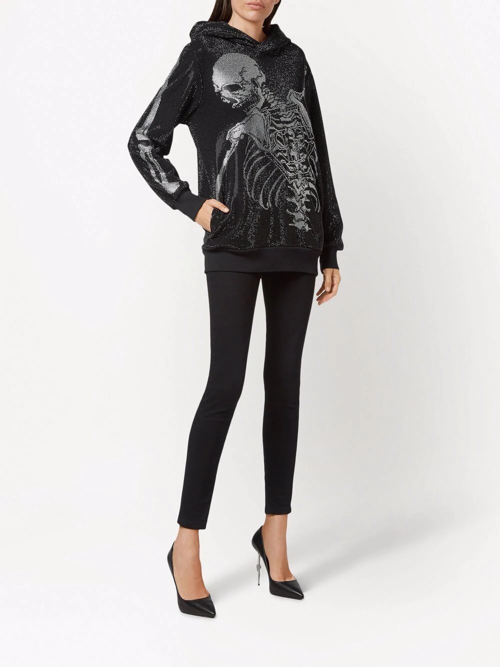 rhinestone-embellished skeleton hoodie - 2