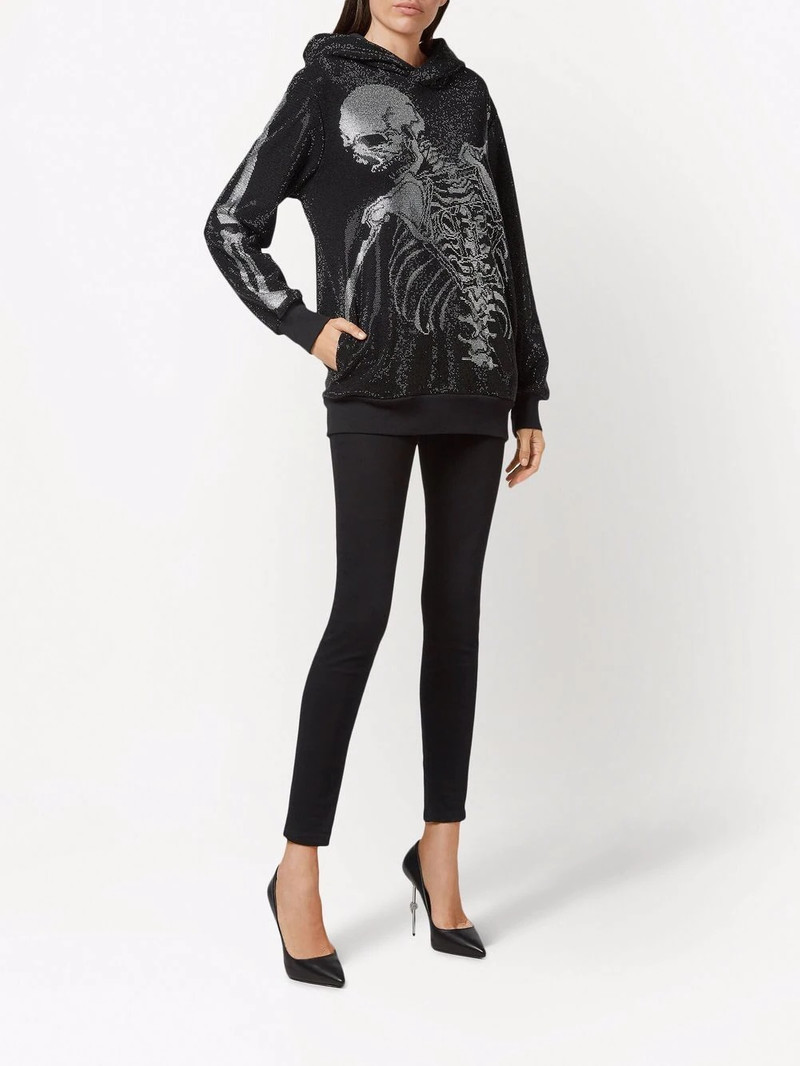 PHILIPP PLEIN rhinestone-embellished skeleton hoodie outlook