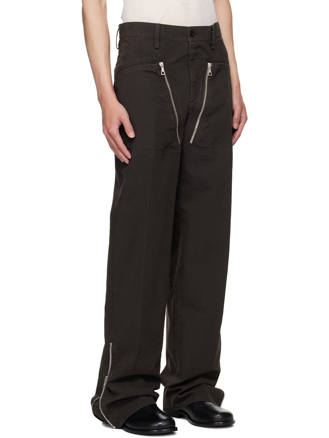 Brown Paneled Trousers - 2