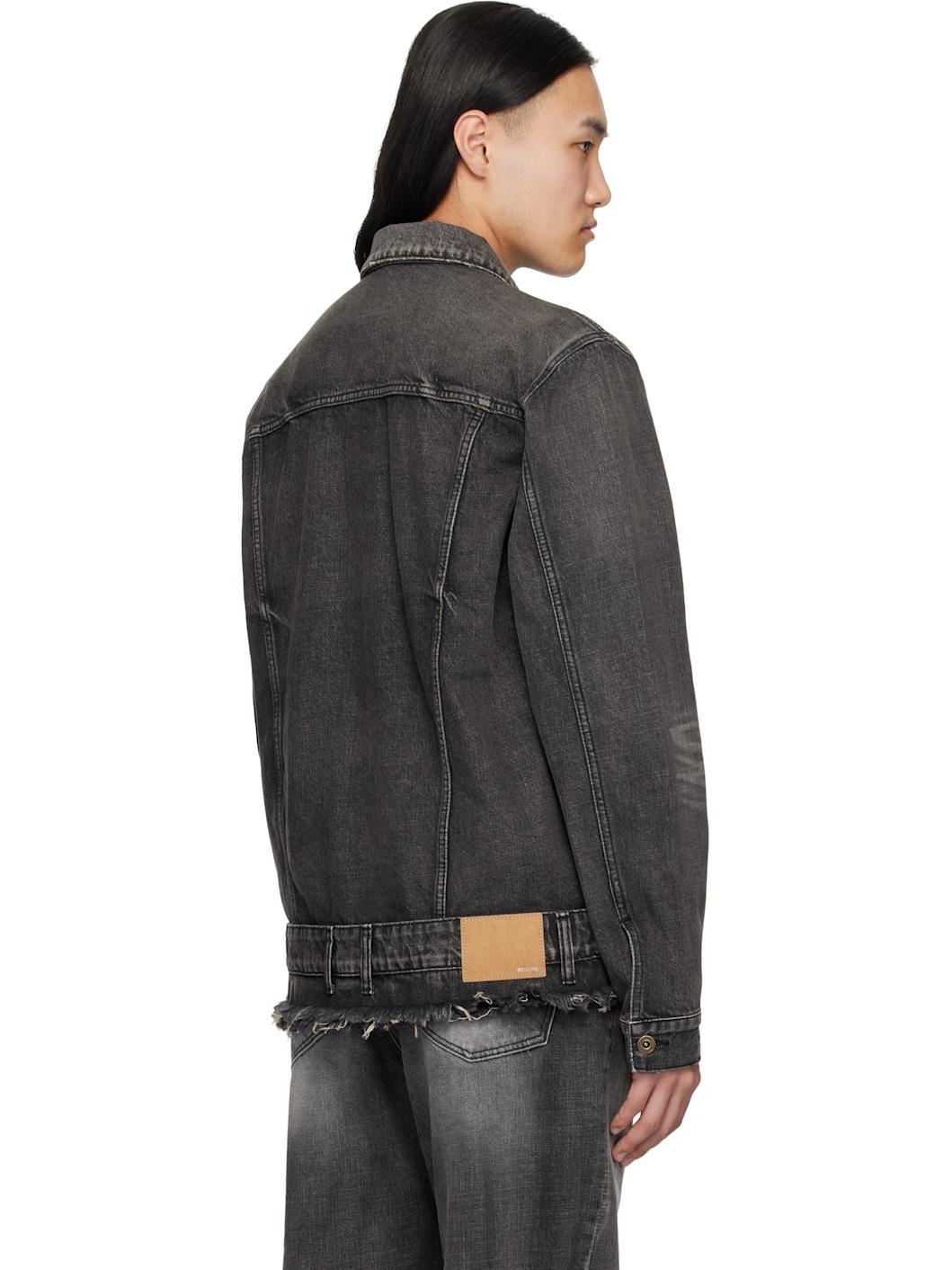 Black Belted Denim Jacket - 3