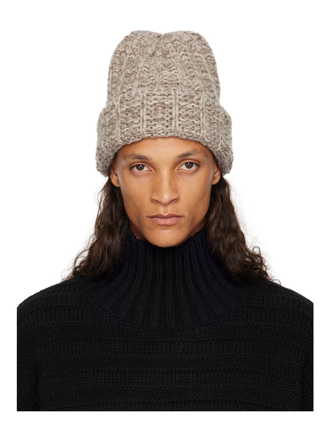 Beige Wool Beanie - 1