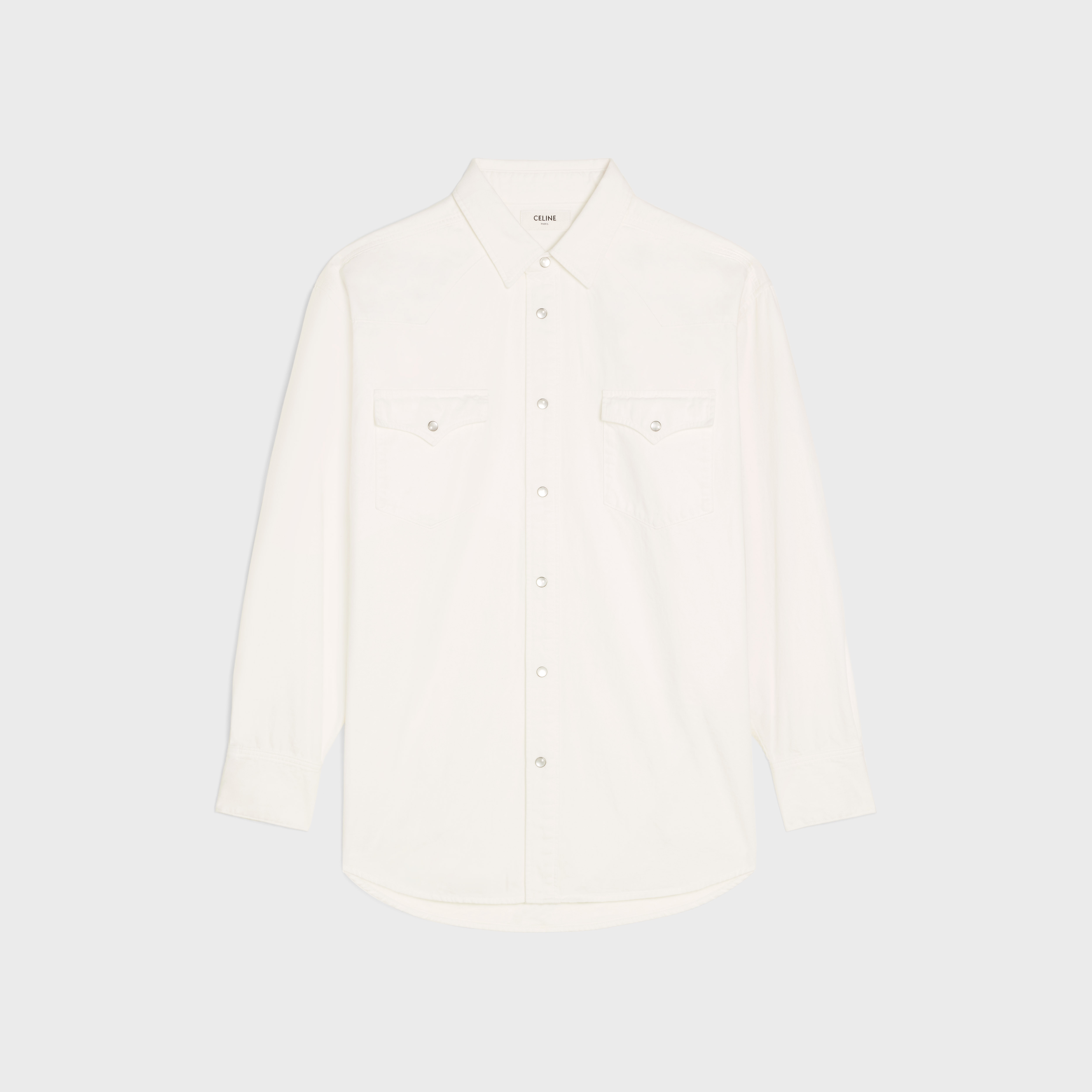 WESTERN SHIRT IN OPTIC WHITE WASH DENIM - 1