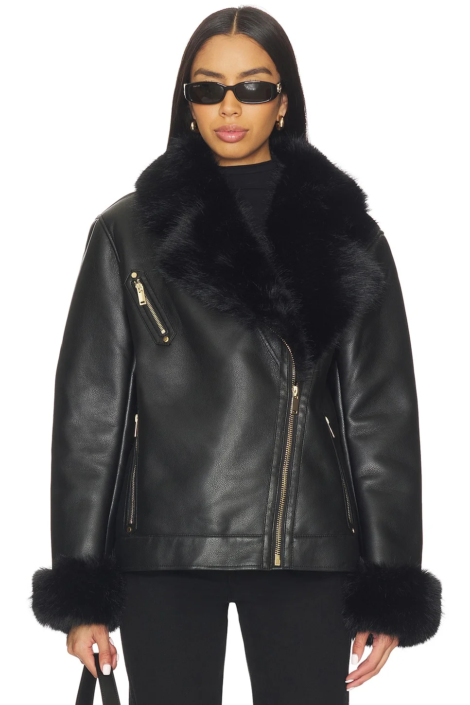 Walt Faux Fur Shearling Moto Jacket - 1