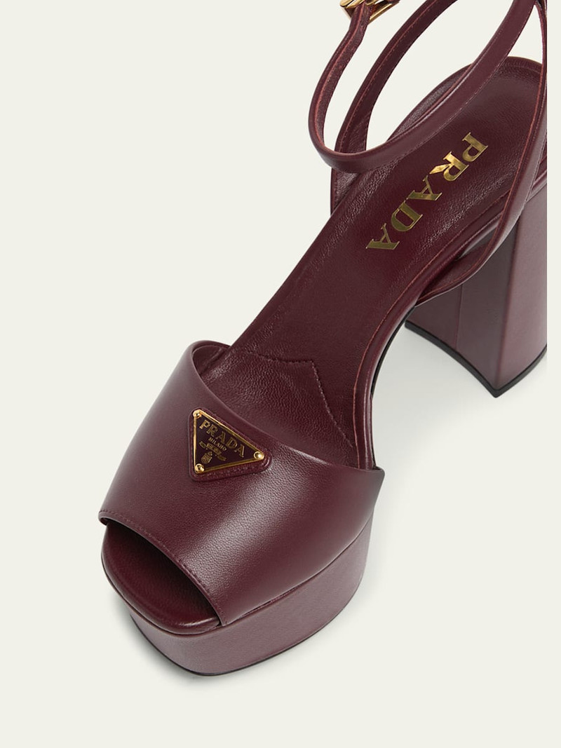 Prada Nappa Triangle Peep-Toe Platform Sandals outlook
