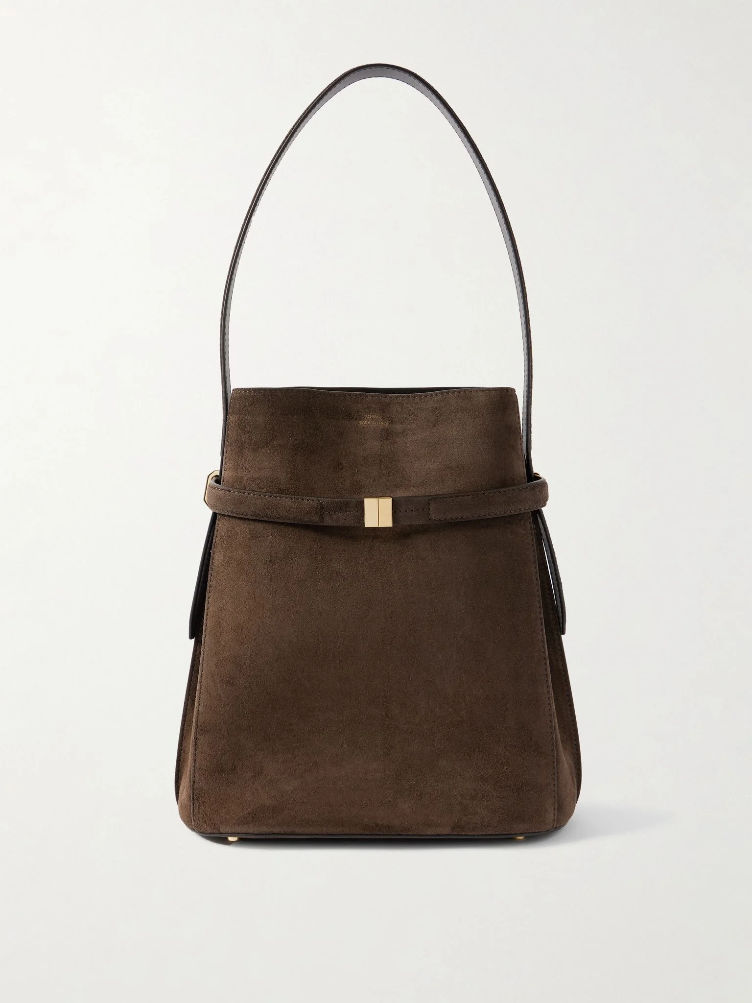Belted suede tote Chocolate - 1