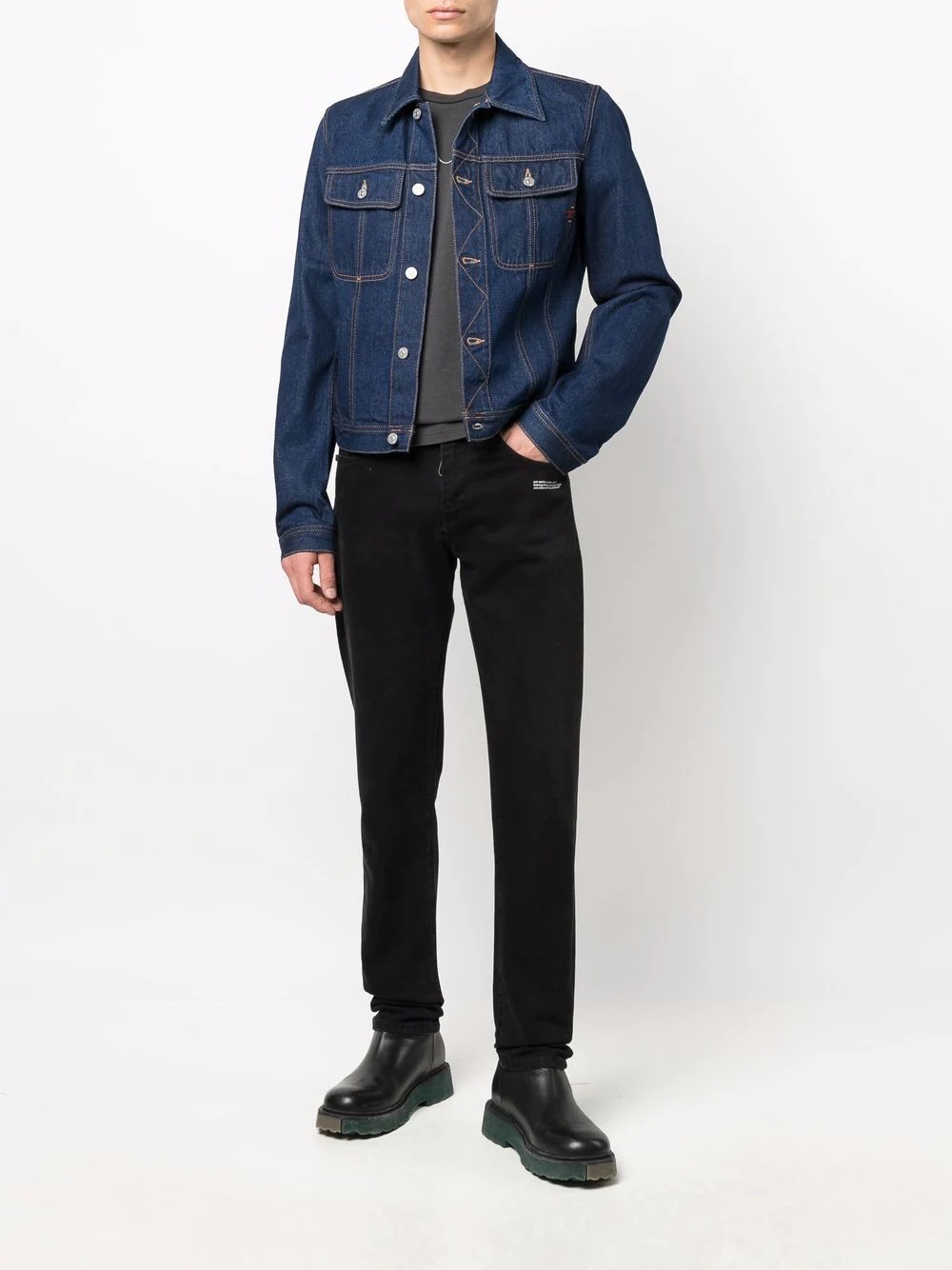 flap-pocket denim jacket - 2