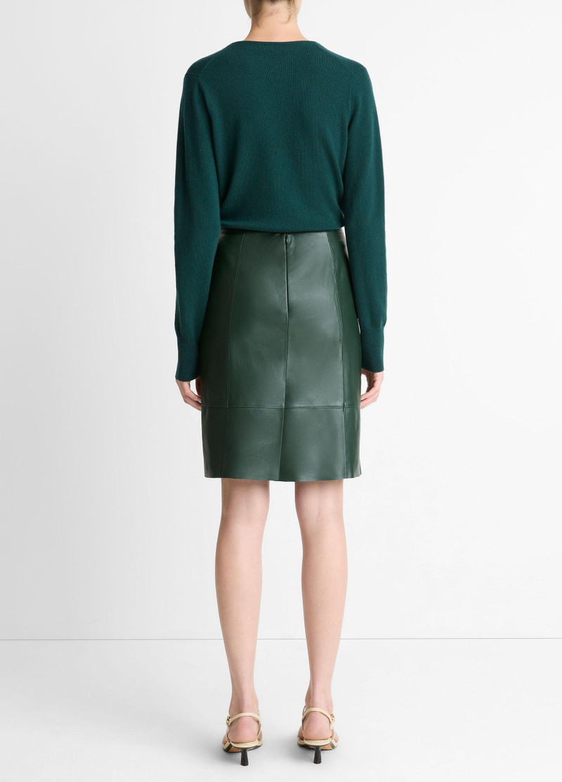 Vince Leather Flared Knee Skirt outlook