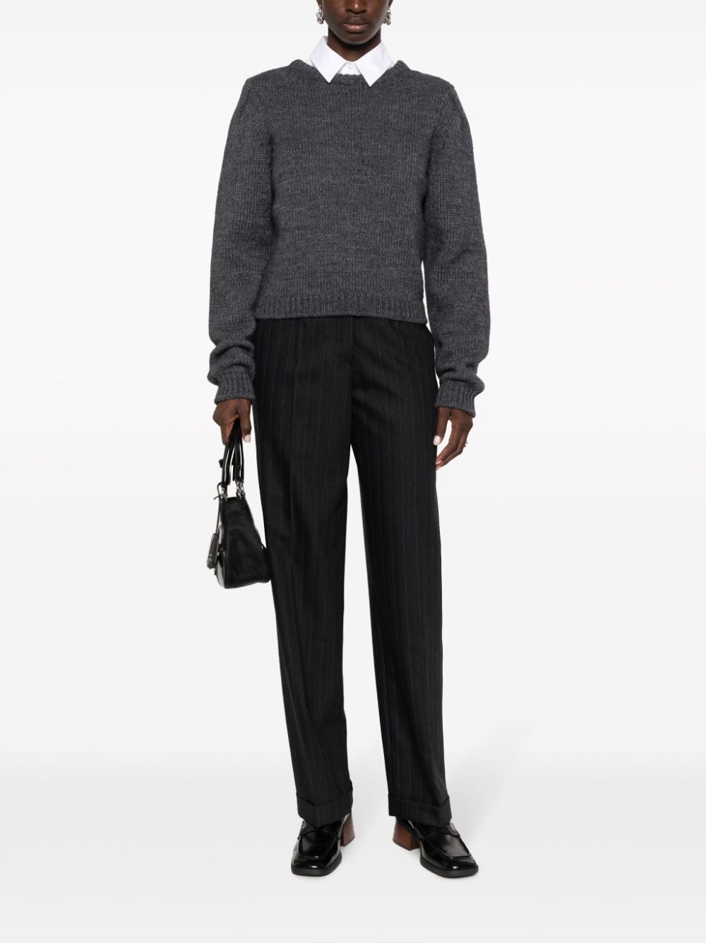 pinstripe herringbone wool trousers - 2